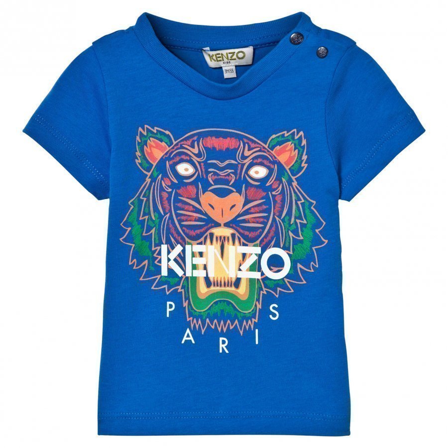 Kenzo Blue Tiger Print Tee T-Paita
