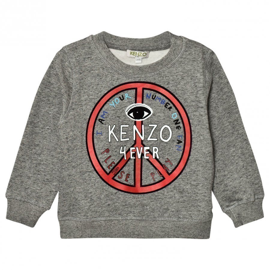 Kenzo Dark Grey Marl Logo Peace Sign Sweatshirt Oloasun Paita