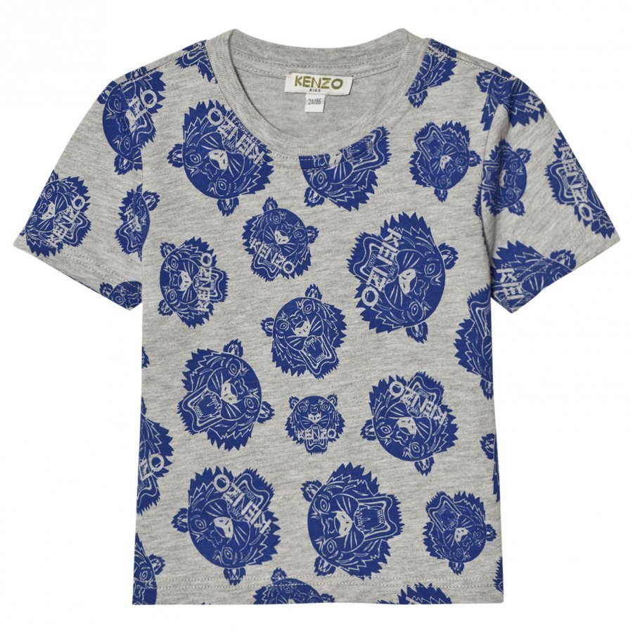 Kenzo Grey Blue All Over Tiger Print Tee T-Paita