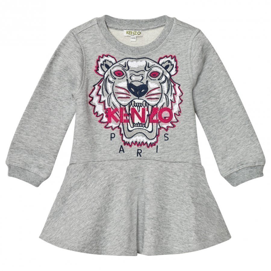 Kenzo Grey Embroidered Tiger Sweat Dress Mekko