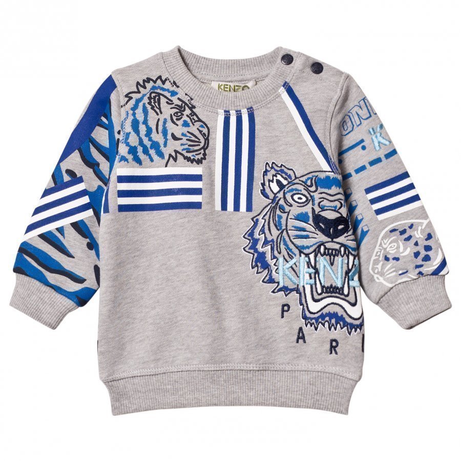 Kenzo Grey Marl All Over Icons Print Sweatshirt Oloasun Paita