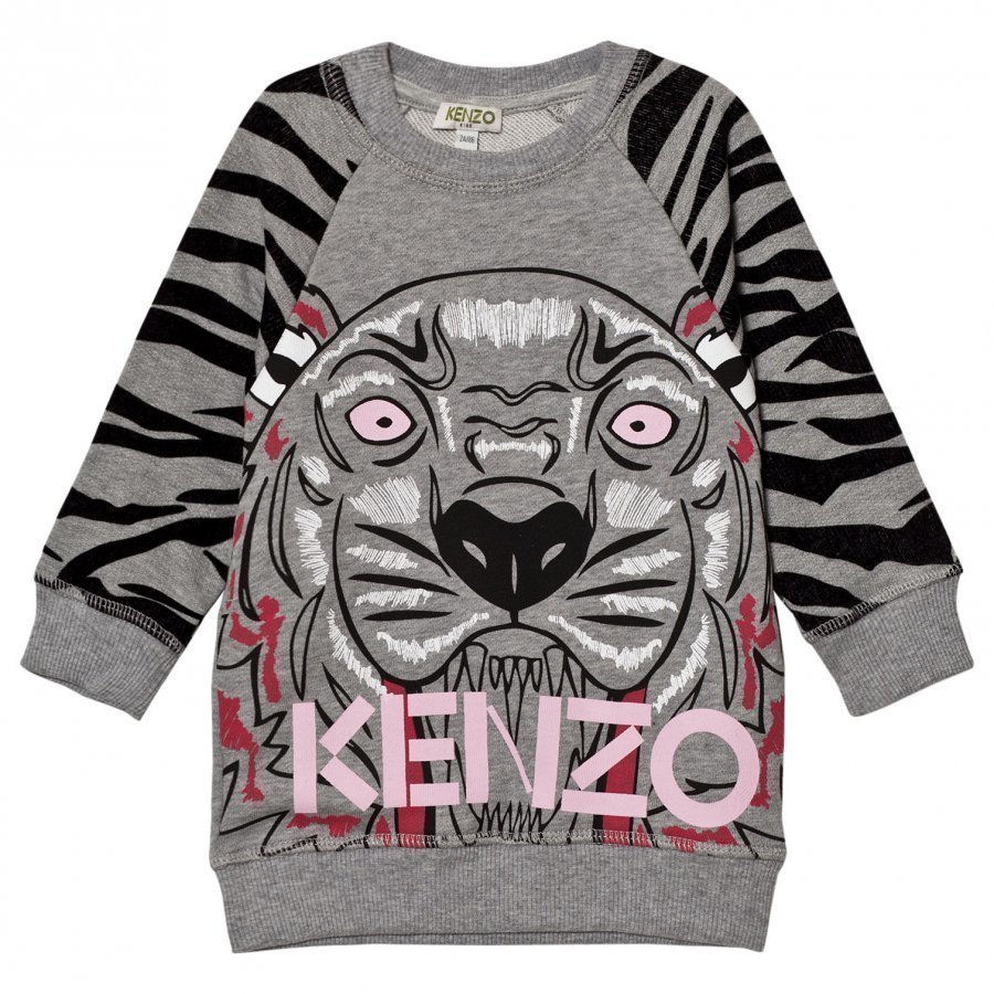 Kenzo Grey Tiger Print Sweater Dress Mekko