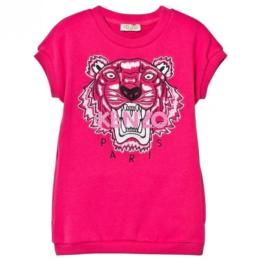 Kenzo Hot Pink Tiger Print Sweatshirt Dress Mekko