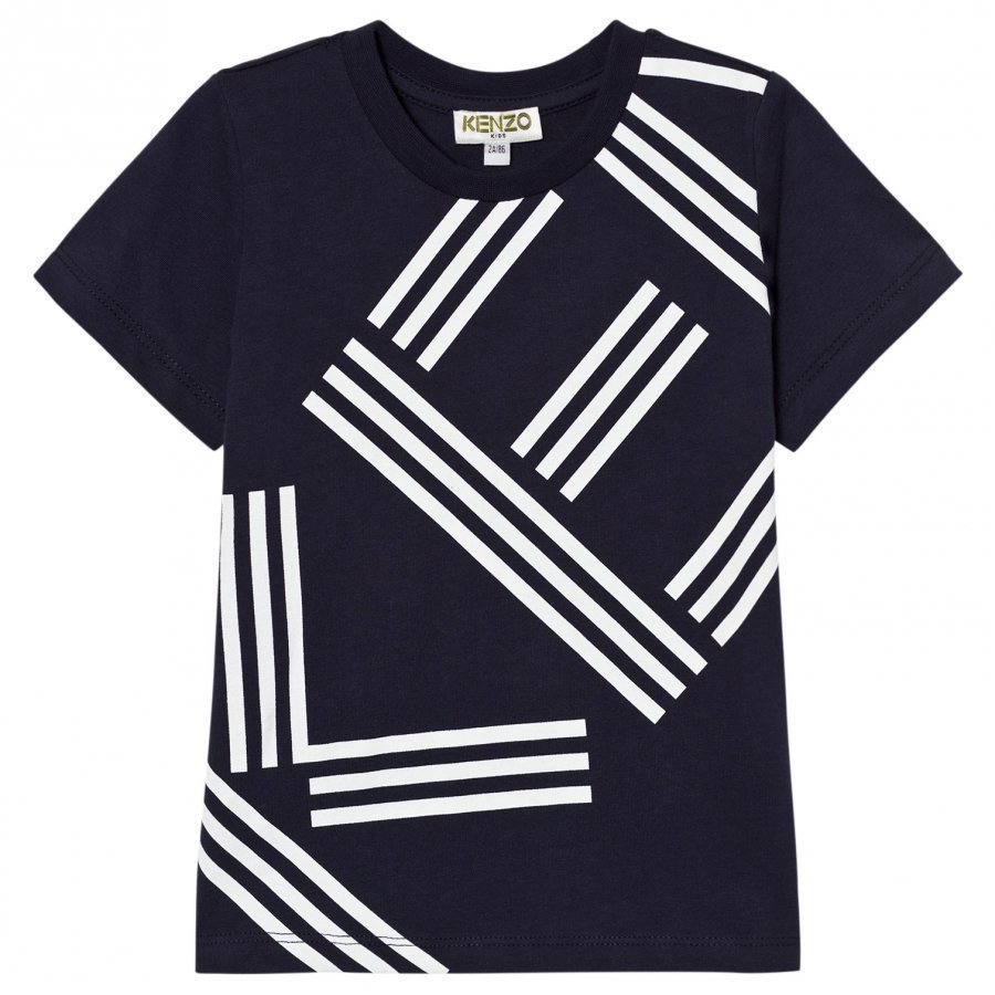 Kenzo Navy Logo Front And Back Print Tee T-Paita