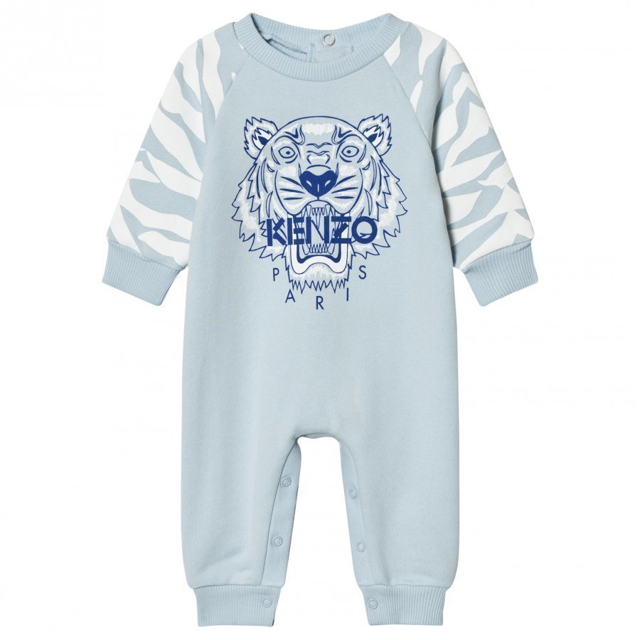 Kenzo Pale Blue Tiger Sweat Footless Baby Onesie Body