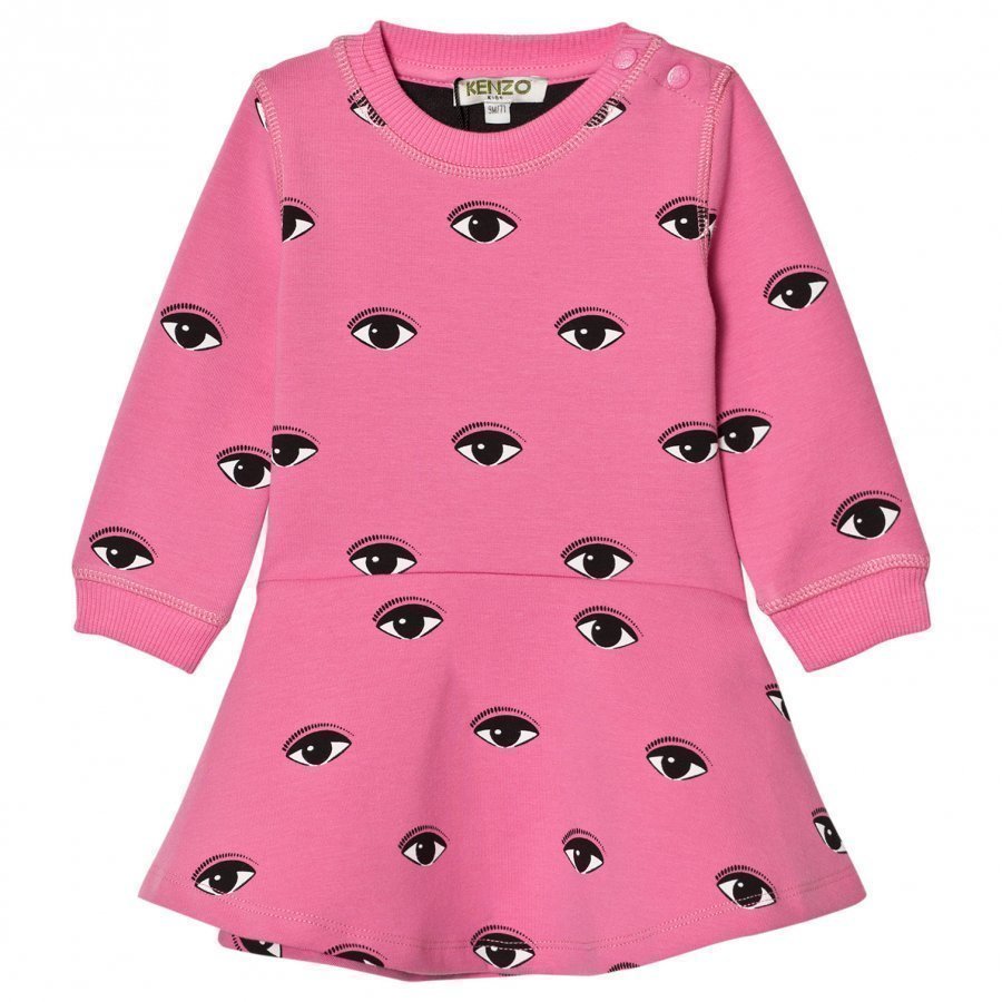 Kenzo Pink All Over Eye Print Sweat Dress Mekko