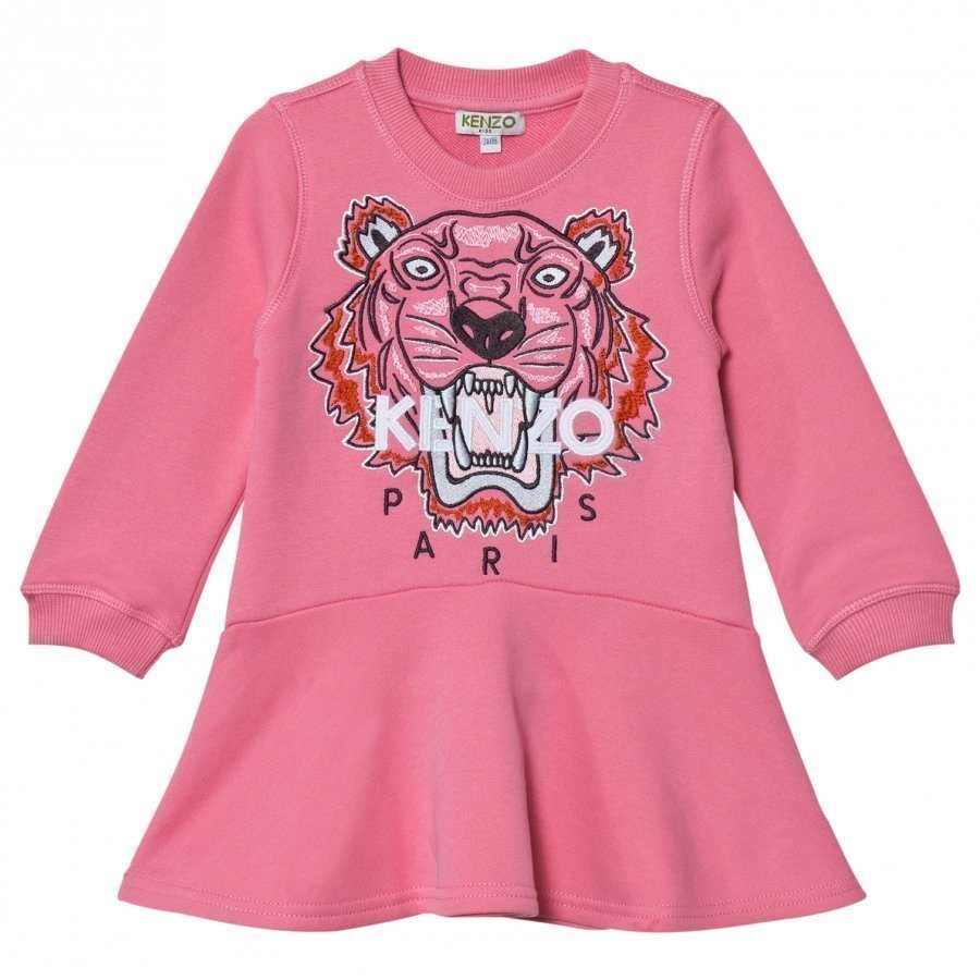 Kenzo Pink Embroidered Tiger Sweat Dress Mekko