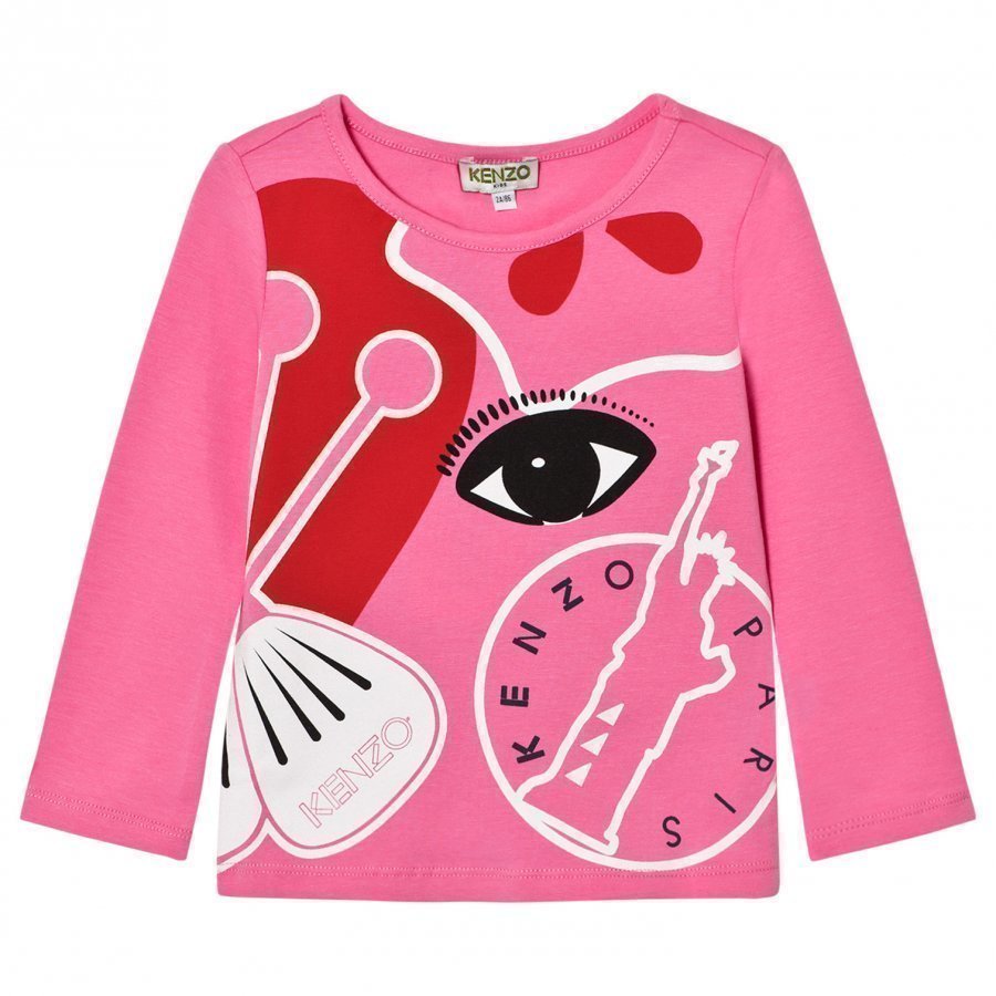 Kenzo Pink Multi Tiger Long Sleeve Tee Pitkähihainen T-Paita