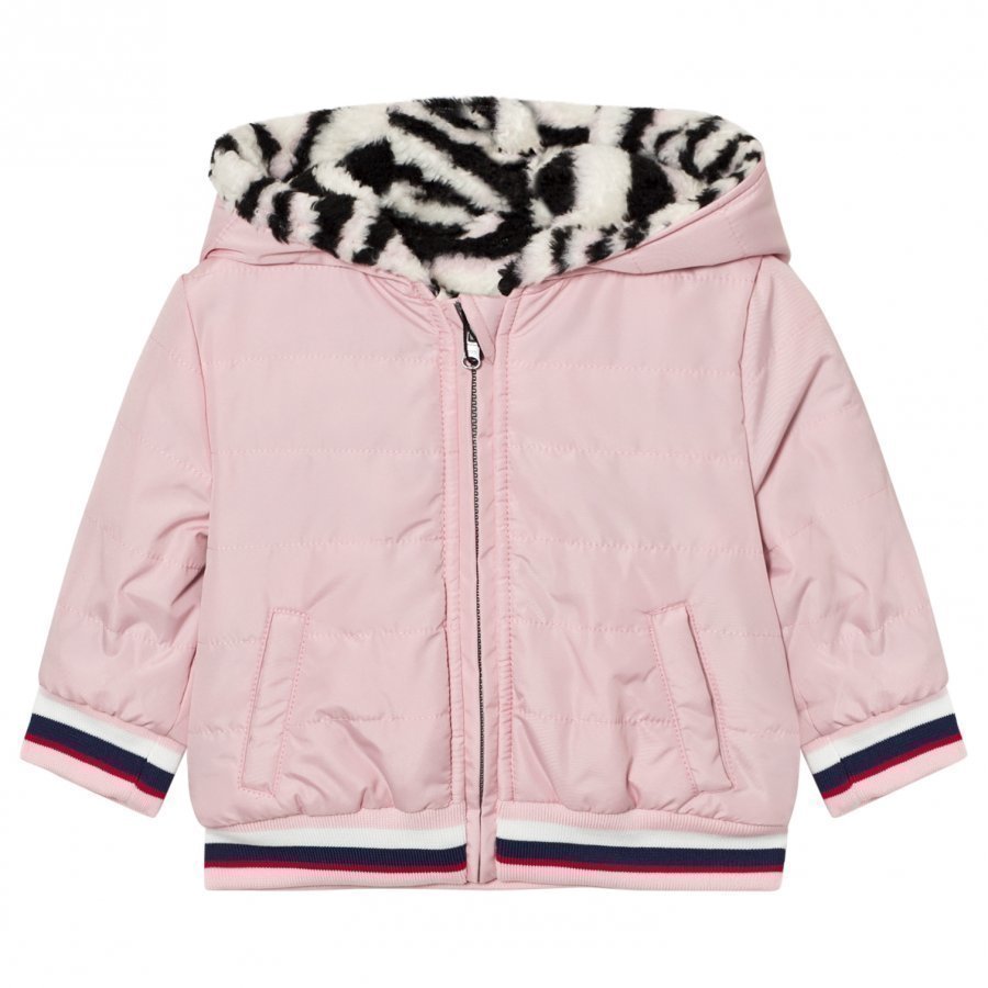 Kenzo Pink Tiger Print Reversible Puffer Coat Toppatakki