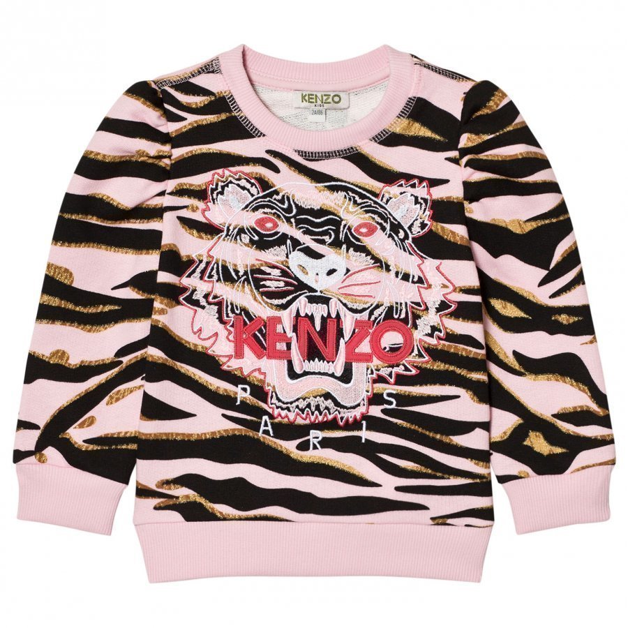 Kenzo Pink Tiger Print Sweatshirt Puff Sleeves Oloasun Paita