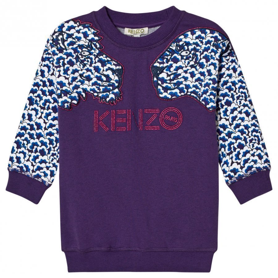 Kenzo Purple Cloud Tiger Sweater Dress Mekko