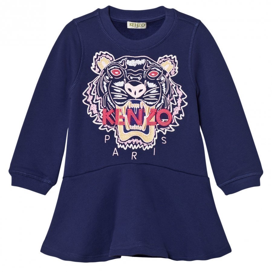 Kenzo Purple Embroidered Tiger Sweat Dress Mekko