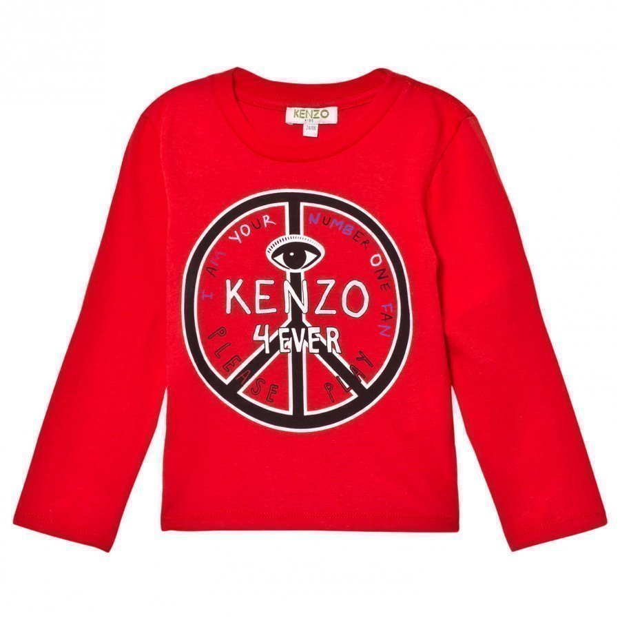 Kenzo Red Peace Sign Print Tee Pitkähihainen T-Paita