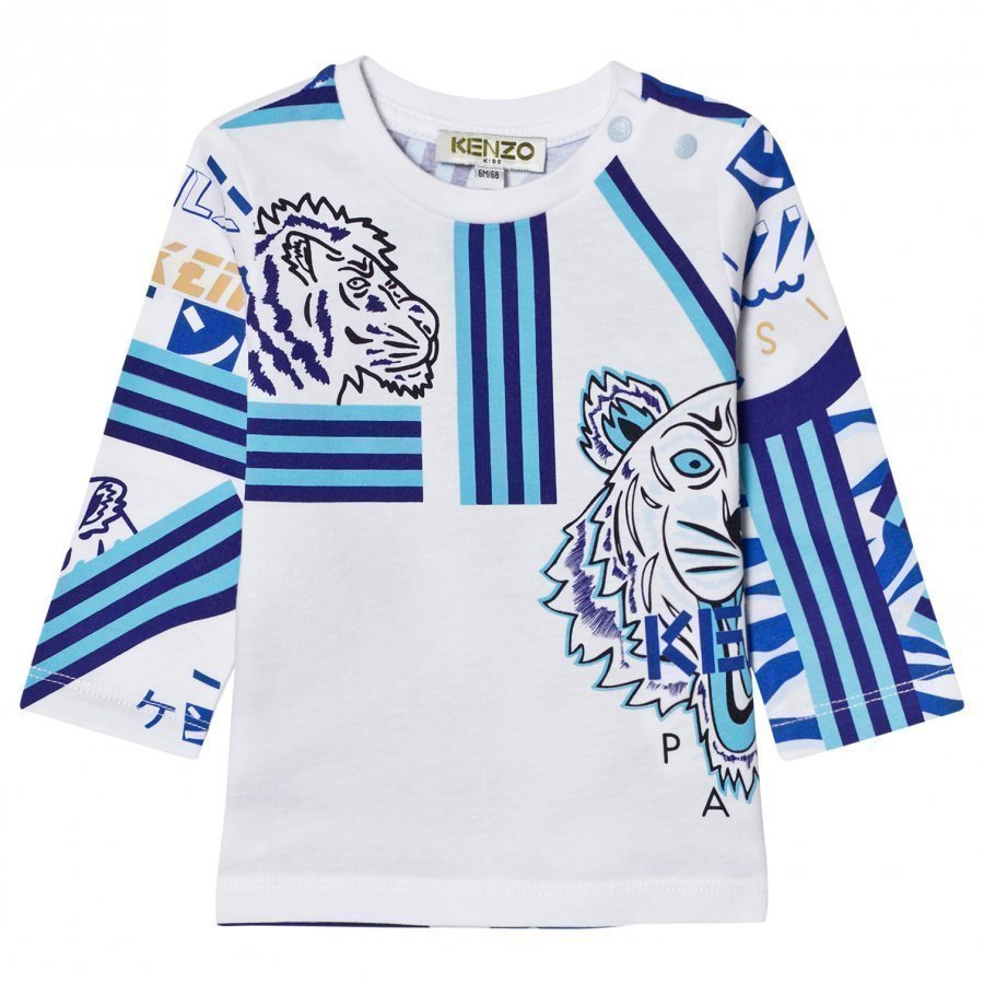 Kenzo White All Over Icons Print Long Sleeve Tee Pitkähihainen T-Paita