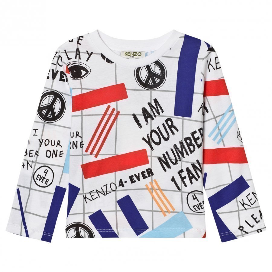 Kenzo White All Over Print Long Sleeve Tee Pitkähihainen T-Paita