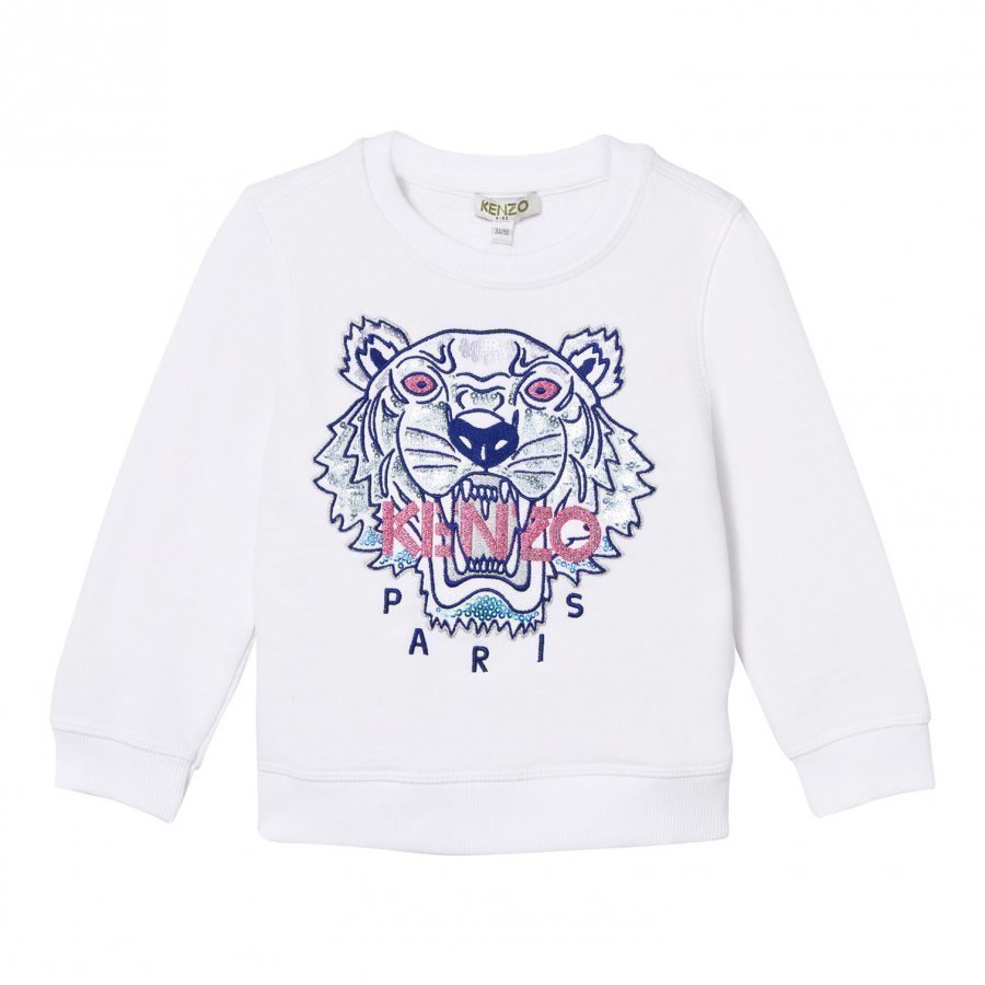 Kenzo White Embroidered Tiger Sweatshirt Oloasun Paita