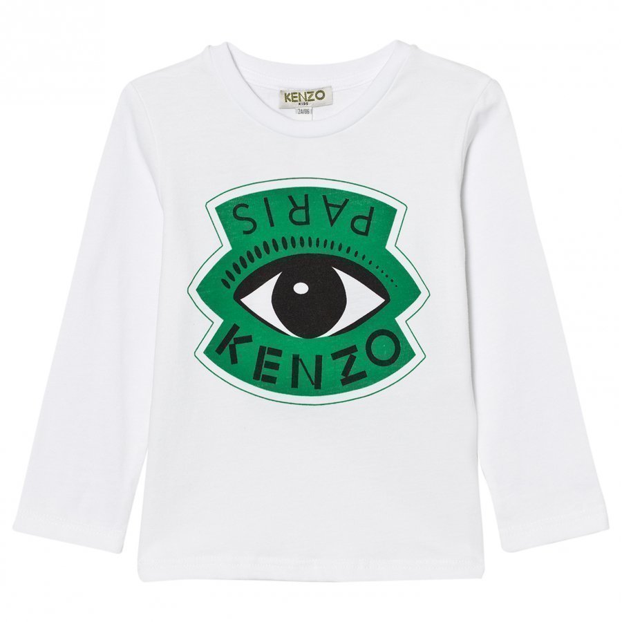 Kenzo White Eye And Eiffel Tower Print Long Sleeve Tee Pitkähihainen T-Paita