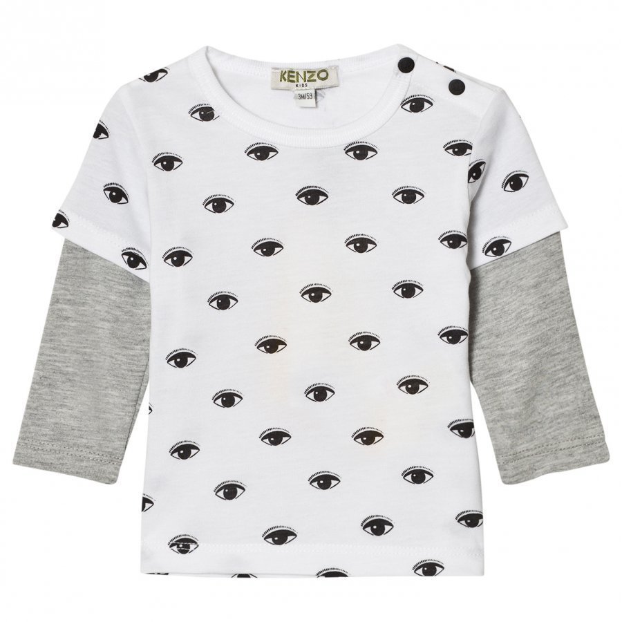 Kenzo White Eye Print Mock Layer Tee Pitkähihainen T-Paita