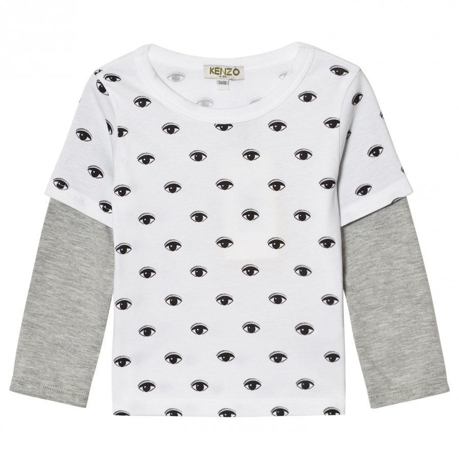 Kenzo White Eye Print Mock Layer Tee Pitkähihainen T-Paita