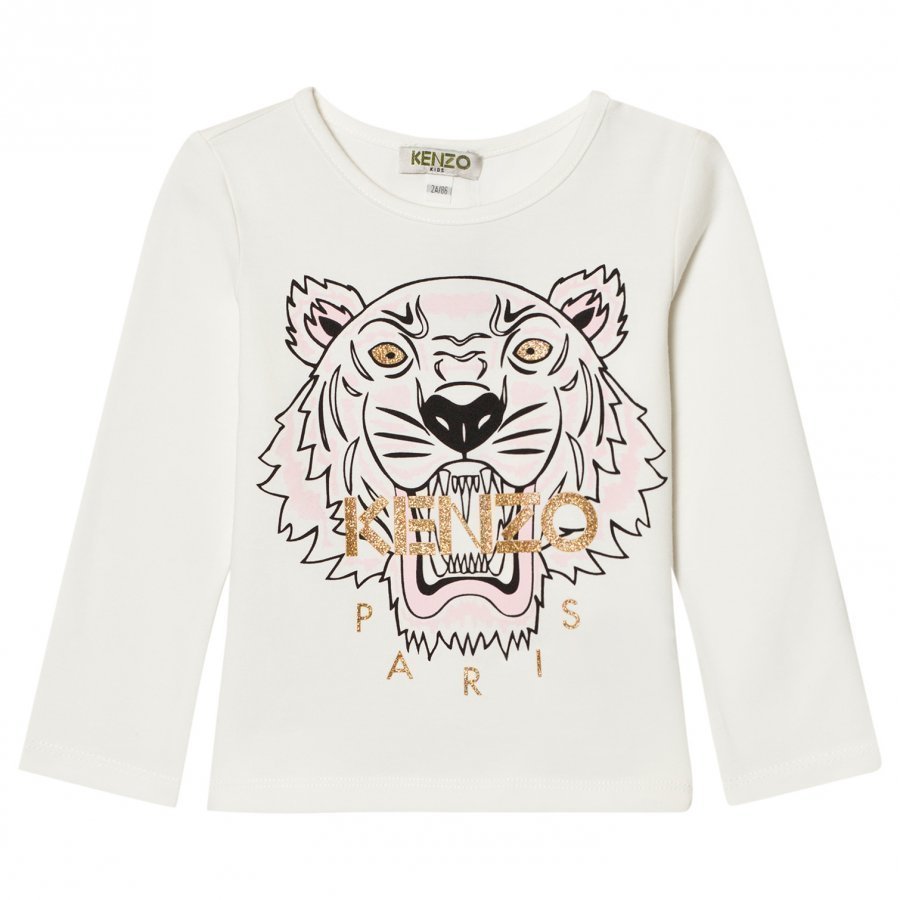 Kenzo White Tiger Print Long Sleeve Tee Pitkähihainen T-Paita