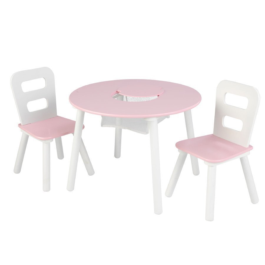 Kidkraft Pyöreä Pöytä Ja Kaksi Tuolia Valkoinen / Vaaleanpunainen