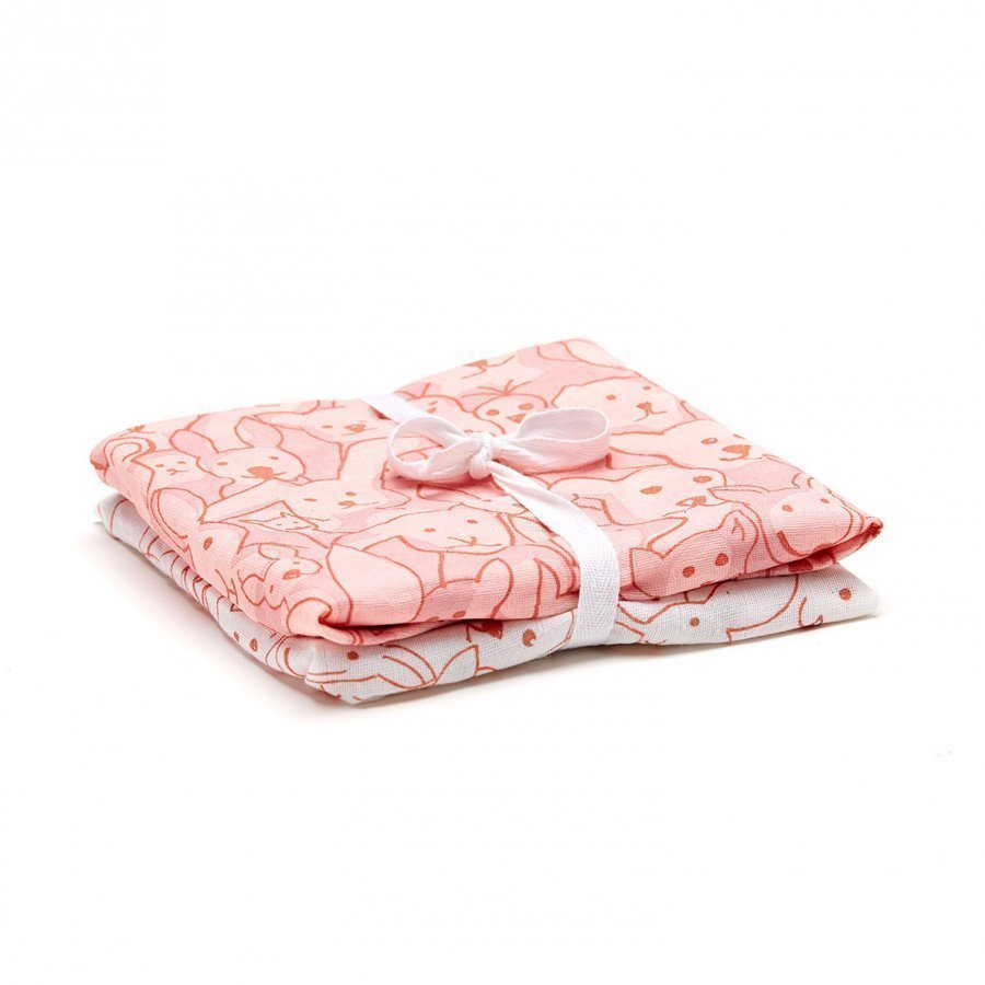 Kids Concept 2-Pack Muslin Blanket Edvin Pink/White Huopa