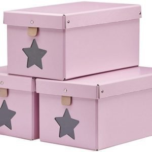 Kids Concept Kenkälaatikot 3 kpl Vaaleanpunainen