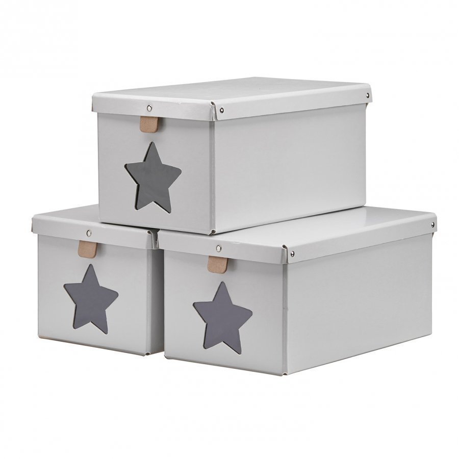 Kids Concept Shoe/Toy Boxes Grey 3-Pieces Säilytyslaatikko