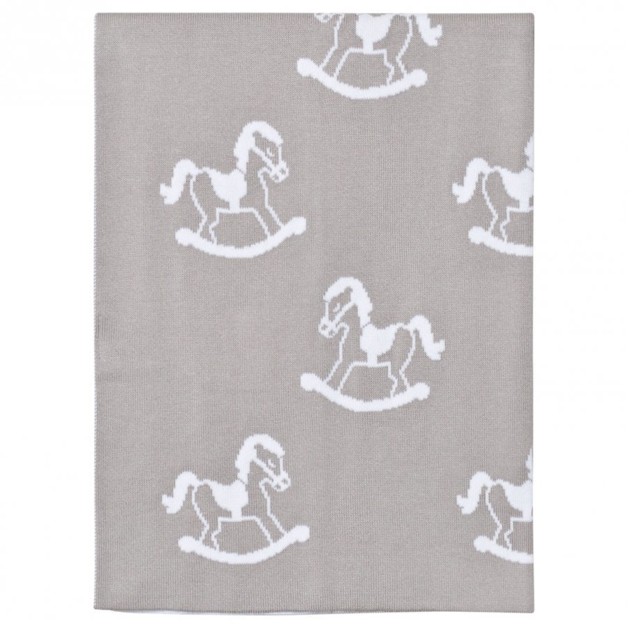 Kissy Kissy Grey Rocking Horse Knit Blanket Huopa