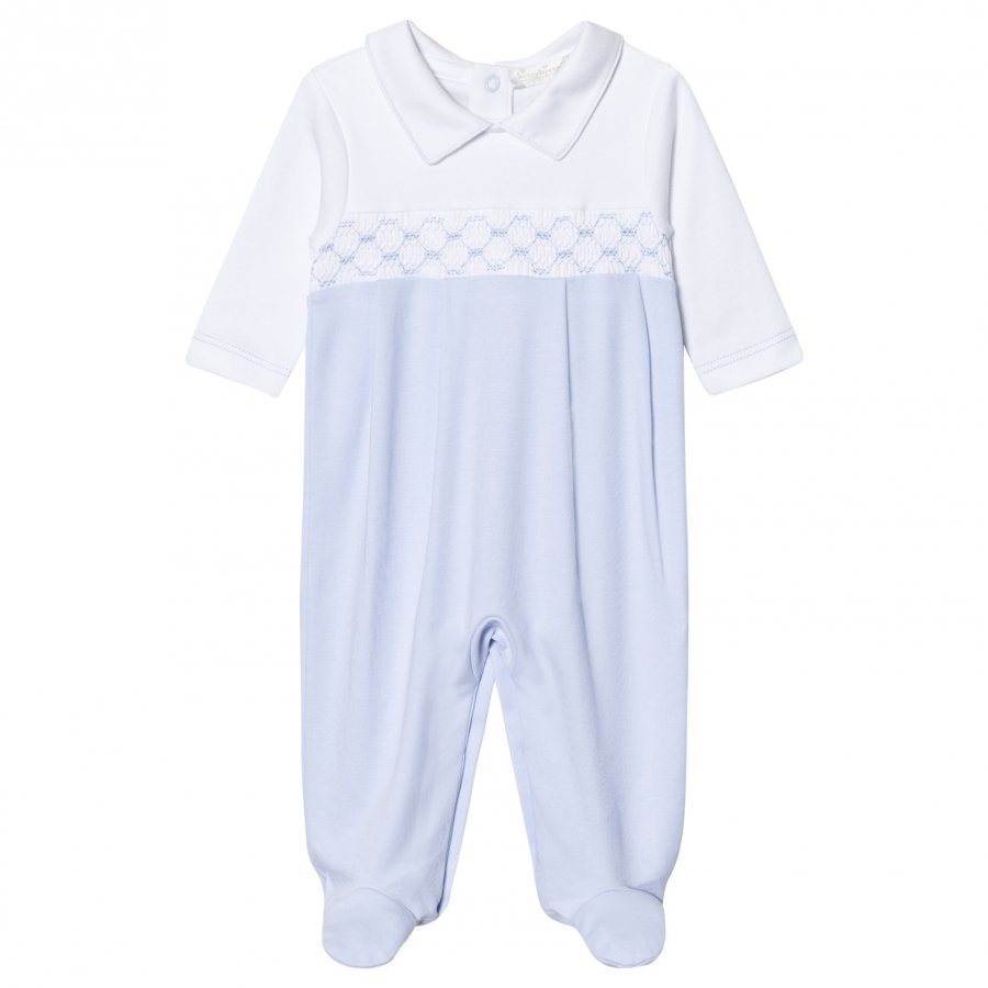 Kissy Kissy Light Blue Smock Front Footed Baby Body