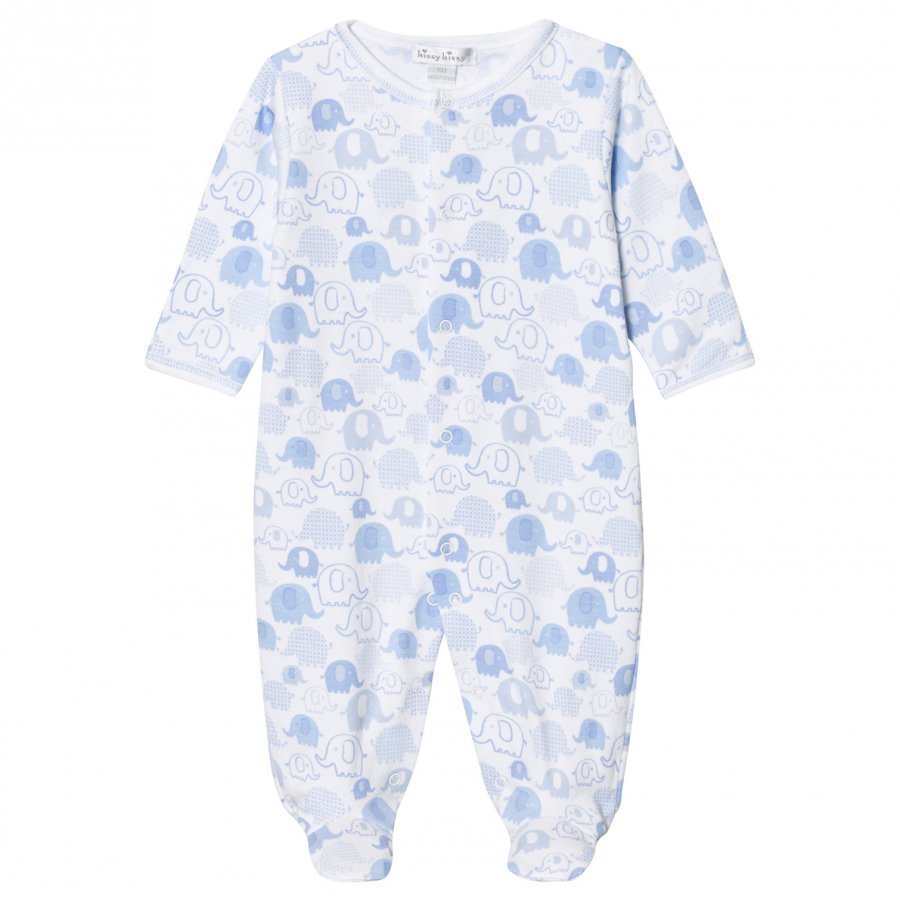 Kissy Kissy Pale Blue Elephant Print Footed Baby Body