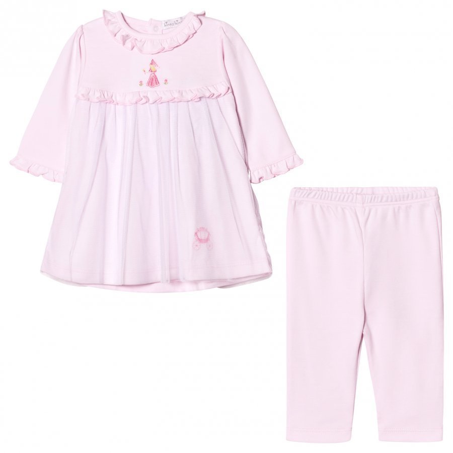 Kissy Kissy Pink Rose Princess Embroidered Tulle Front Dress And Leggings Set Asusetti