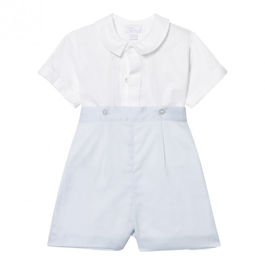 Kissy Kissy White And Pale Blue Formal Romper Puku