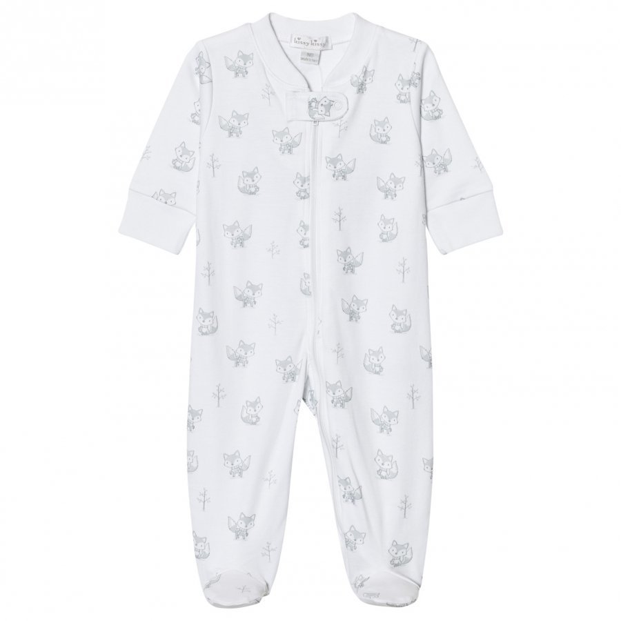 Kissy Kissy White And Silver Fox Print Jersey Footed Baby Body