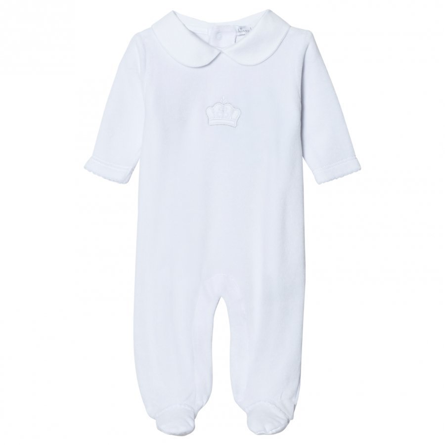 Kissy Kissy White Crown Embroidered Velour Footed Baby Body