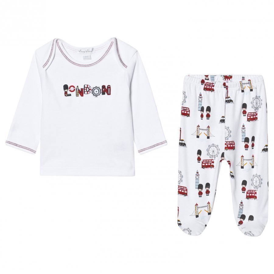 Kissy Kissy White London Landmarks Print Jersey Set Asusetti