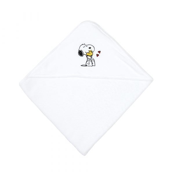 Klippan Yllefabrik Snoopy Hupullinen Pyyhe Valkoinen / Keltainen