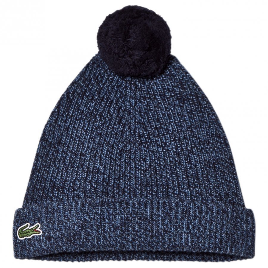 Lacoste Blue Marl Bobble Hat Pipo