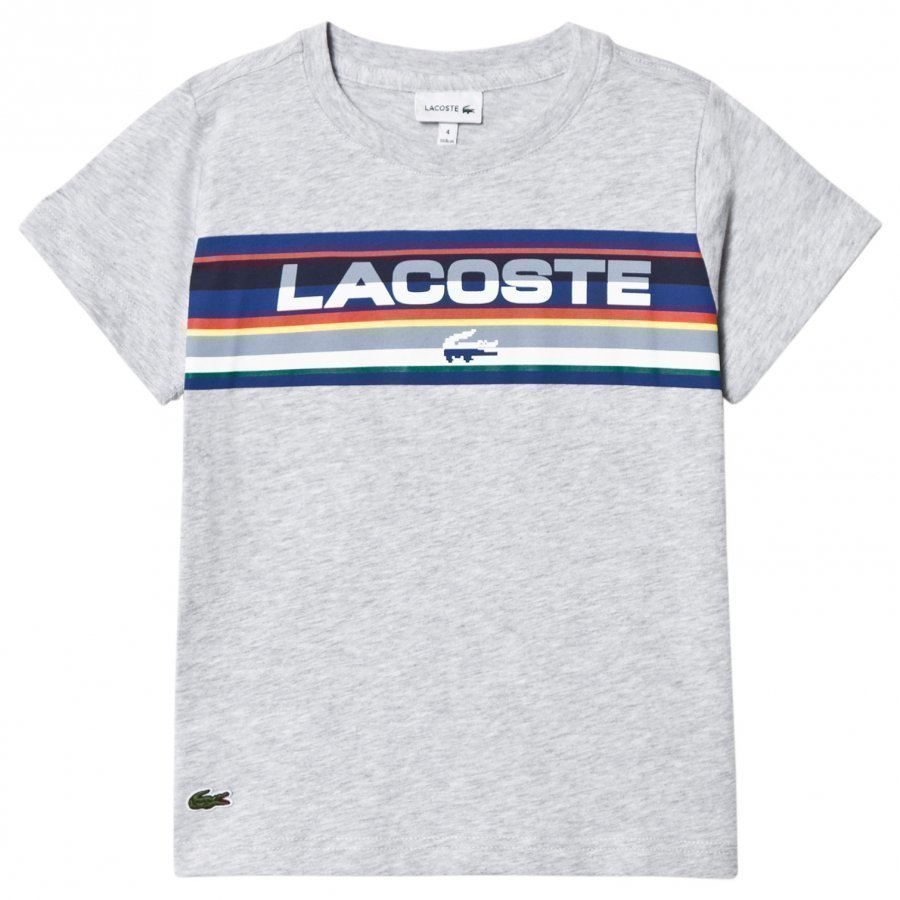 Lacoste Grey Multi Colour Branded Tee T-Paita