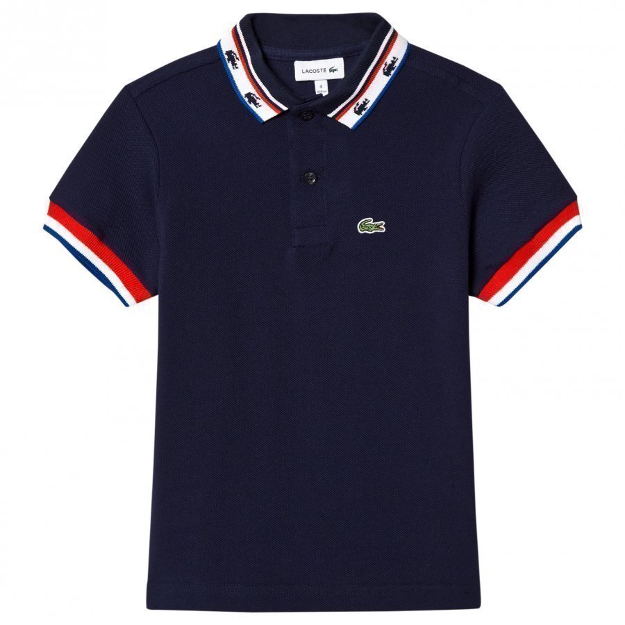 Lacoste Navy Retro Tipped Branded Polo Pikeepaita