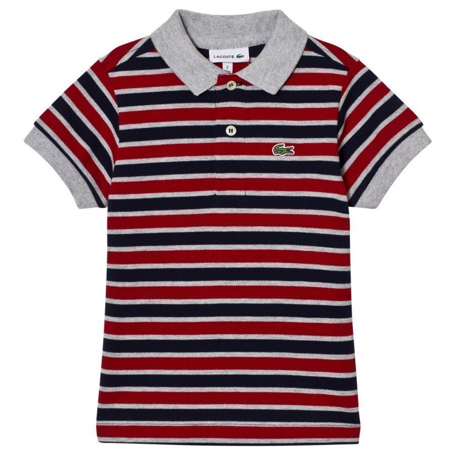 Lacoste Striped Pique Polo Navy/Red Pikeepaita