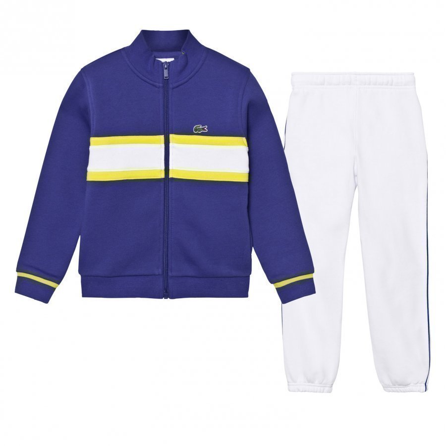 Lacoste Tracksuit Blue With White Stripe Verryttelyasu