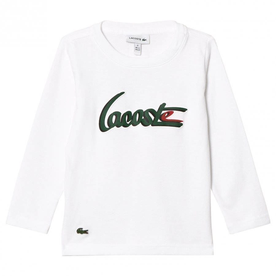 Lacoste White Branded Long Sleeve Tee Pitkähihainen T-Paita