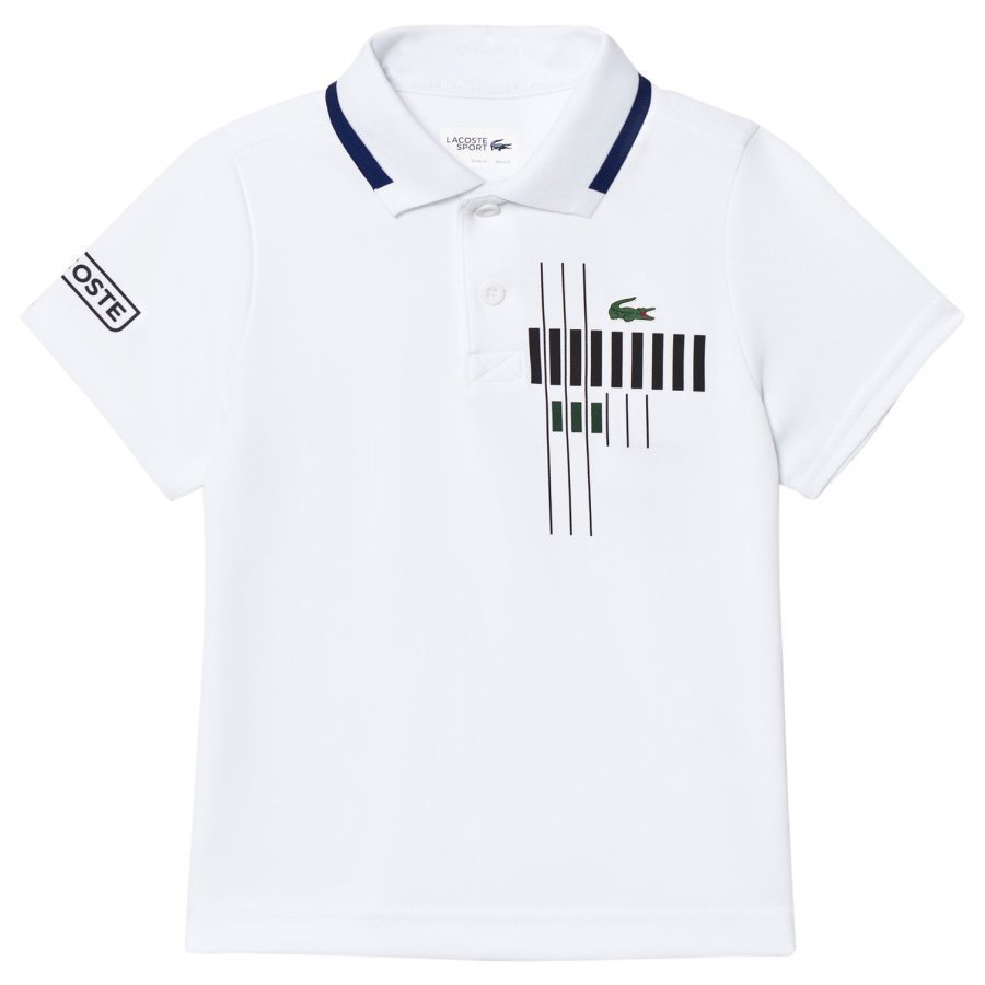 Lacoste White Tennis Graphic Technical Piqué Polo Pikeepaita