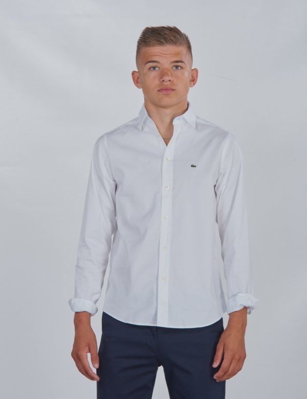 Lacoste Woven Shirts Kauluspaita Valkoinen