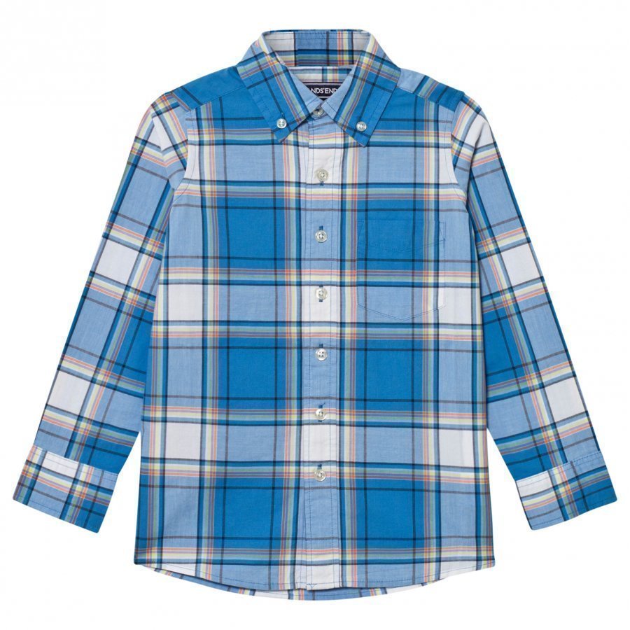 Lands End Blue Poplin Shirt Kauluspaita