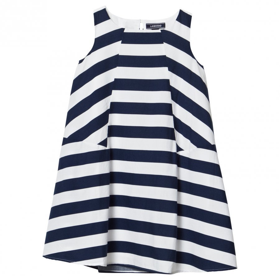 Lands End Multi Stripe Trapeze Woven Dress Mekko