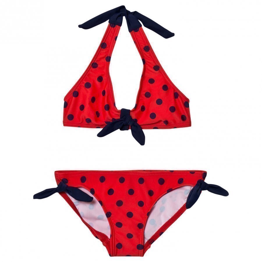 Lands End Red Compass Dot Bikini Bikinit