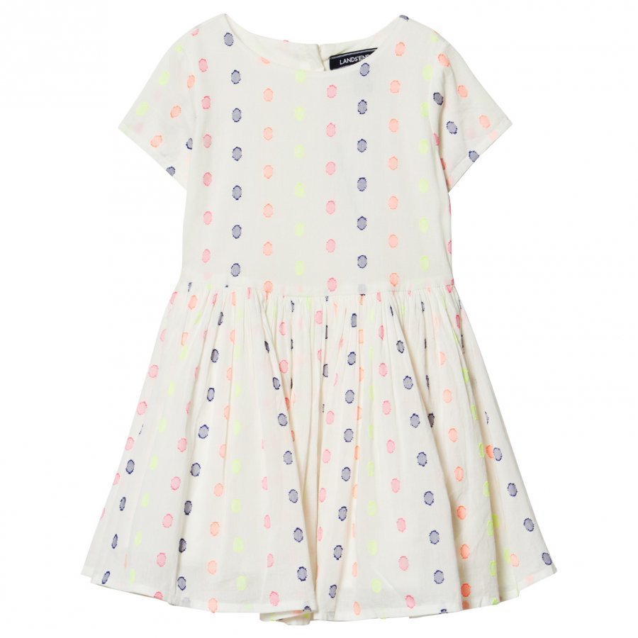 Lands End White Jacquard Spot Twirl Dress Juhlamekko