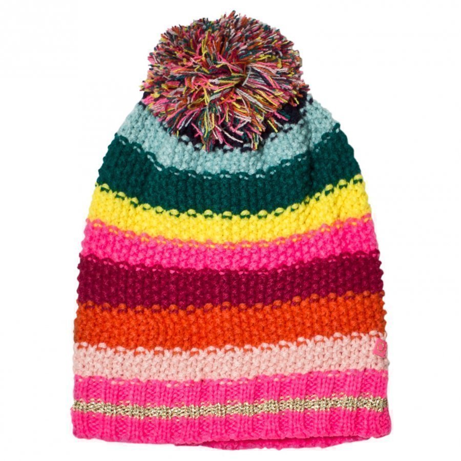Le Big Multi Stripe Knitted Bobble Hat Villahuivi